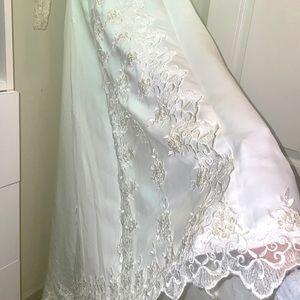 Rose Lace Custom Design with Pearls & Pinned Ribbon Bridal Wedding dress.